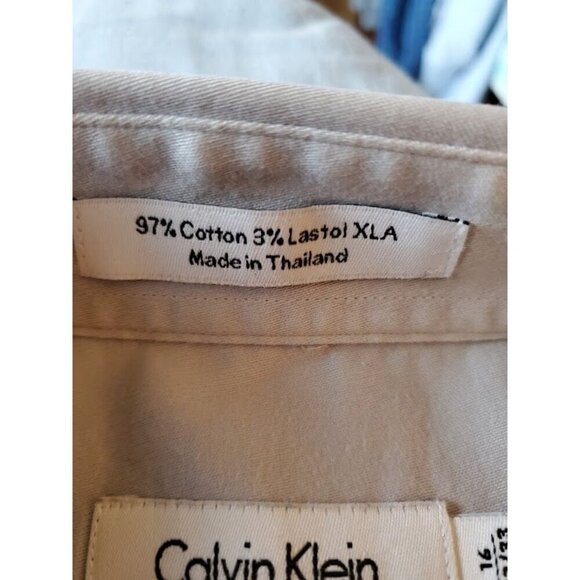 Calvin Klein Men's Light Gray Dress Shirt 16 32/33 Cotton Blend - Picture 7 of 7